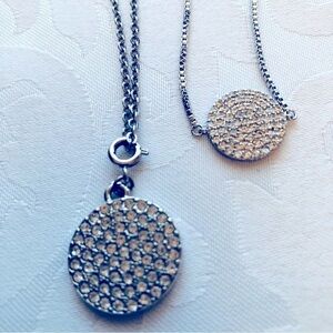 Park Lane Ventura Silver Round Pave Necklace and Bracelet